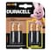Duracell MN1500 Plus Power Long Lasting Battery 1.5V 4 Pieces + 2 Pieces Gold/Black