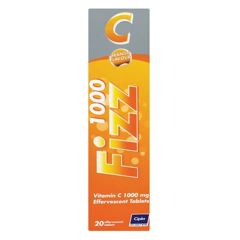 Cipla Fizz 1000mg Effervescent Vitamin C Orange Tablets 20 Pieces