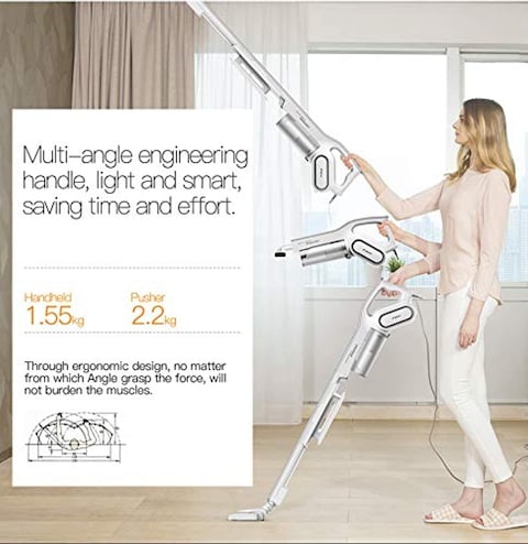 Deerma Dx700 2 In 1 Handheld Vacuum Cleaner With Large Capacity Dust Box Low Noise Triple Filter Vertical Dust Collector, White