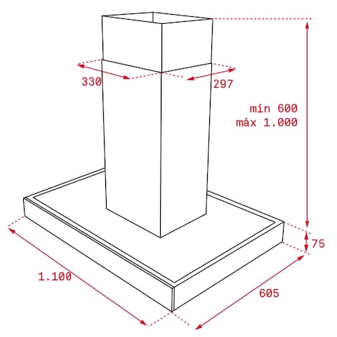 Teka DPL 1185 110cm Island Hood with Contour Rim extraction, Touch control and ECOPOWER motor