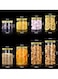 ALSAQER 12 Pieces (450ml) Spice Storage Empty Bottle Refillable Clear Jar/Food Container/Plastic Pet Jars/Cansister Plastic Bottle with Metal Gold Lids