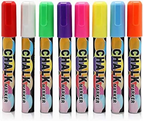 8 Pack Liquid Chalk Markers Colorful Erasable Glass Chalkboards Pens With Reversible Tips