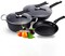 Cookware Set 3 Pieces | Non-stick Pots And Pans Cooking Sets | Handle Frying Pan Wok Pot Soup Pot | Maifan Stone Pot Set Three Pieces | Kitchen Cookware Set (Black)
