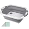 Collapsible Cutting Board, HI NINGER Foldable Chopping Board with Towel Kitchen Camping Dishes Sink Space Saving 3 in 1 Multifunction Storage Basket for BBQ Prep/Picnic/Camping (Grey)