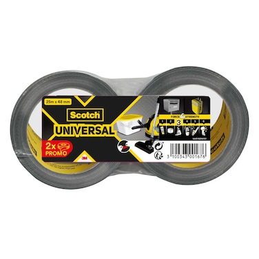 Scotch 3M - Universal Duct Tape (Strength 3) Silver 25 Meters x 48mm (Two Pieces)