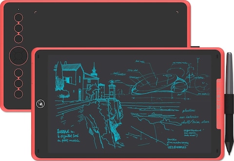 Huion Inspiroy Ink H320M Graphics Drawing Tablet 10 x 6 Inch Dual-Purpose LCD Writing Tablet, 11 Press Keys and Tilt Function, 8192 Battery-Free Pen, Android Supported - Coral Red   H320M-RED
