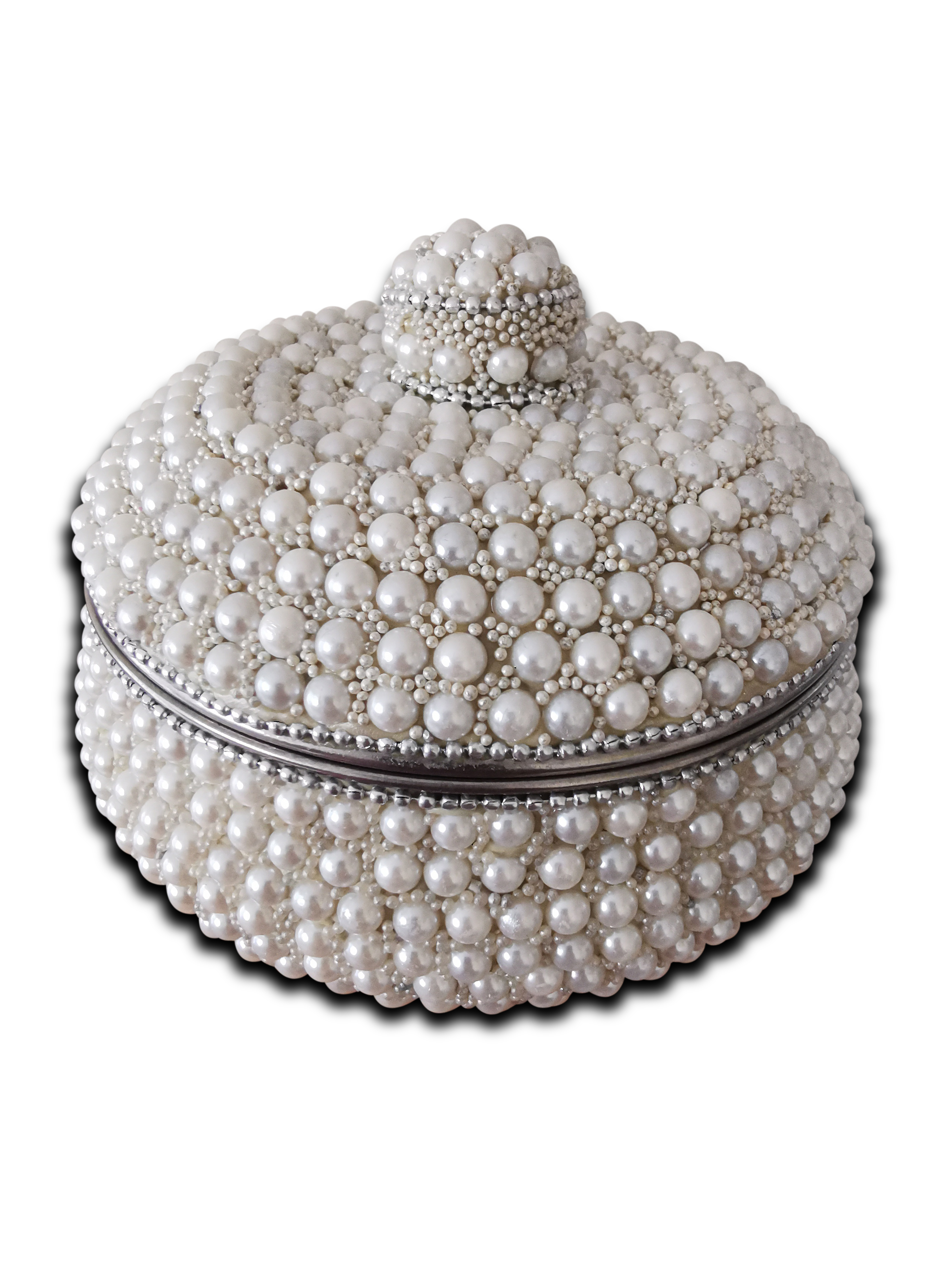 Handmade Beautiful Pearl Beaded Jewellery Ring Box Organizer