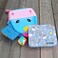 Eazy Kids 4 Compartment Bento Lunch Box  w/ Sandwich Cutter Set-Unicorn Blue