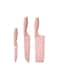 7-Piece Wheat Straw Kitchen Knife With Cutting Board Set Pink