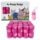 Doreen 300pcs Pet Dog Cat Waste Poop Bags PBAT Degradable Biodegradable Supplies Pick up Bag  Portable Pet Poop Garbage Bag (20 Rolls pink GC1799A)