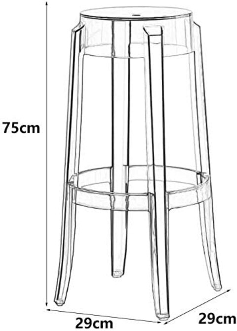 LANNY Plastic Stool Transparent Color Acrylic Dining Chair Crystal Stool Bar Stool 8701# Home Chair Creative High Bar Stool (75CM H)