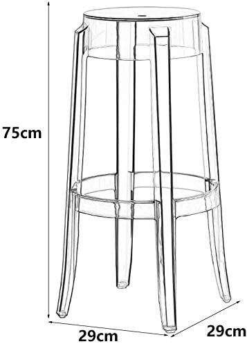 LANNY Plastic Stool Transparent Color Acrylic Dining Chair Crystal Stool Bar Stool 8701# Home Chair Creative High Bar Stool (75CM H)