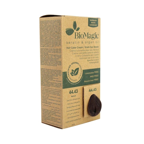 Biomagic Keratin And Argan Oil Hair Colour 44.43 Deep Brown Mahogany Gold 60ml