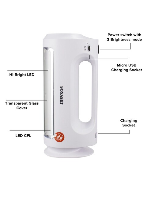Sonashi Rechargeable LED Lantern With Torch SEL-706N White