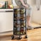 Round Rotating Multi-Layer Kitchen Storage Shelf with 4 Movable Wheels, Kitchen Storage for Fruit and Vegetable Floor-Standing(4 Layer Black)