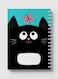 Lowha Spiral Notebook With 60 Sheets And Hard Paper Covers With Black Cat &amp; Butterfly Cartoon Design, For Jotting Notes And Reminders, For Work, University, School