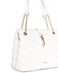 AMICA Am&eacute;lie Women Chevron Quilted Tote bag with 3 Spacious Comaprtments with Leather &amp; Chain Adjustableble Strap in White Ivory