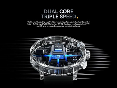 Kieslect Kr2 Smart Calling Watch with dual core triple speed - silver/yellow
