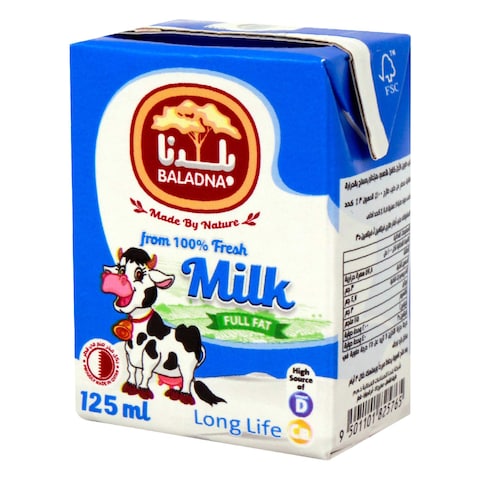 Baladna Long Life Full Fat Fresh Milk 125ml x Pack of 24