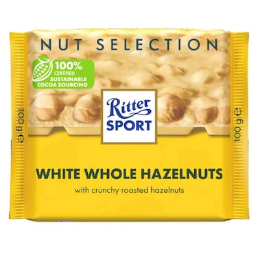 Ritter Sport White Whole Hazelnuts Chocolate Bar 100GR