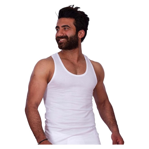 Jill M1109 Sleeveless Undershirt for Men - Size 3 - White