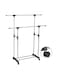 Double Pole Extendable Clothes Rack Hanger Silver