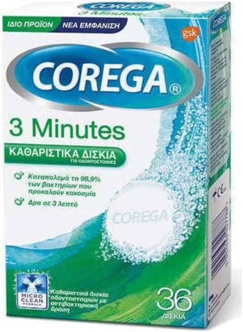 Corega Denture Cleanser 3 Minutes Rapid Action 36 Ct