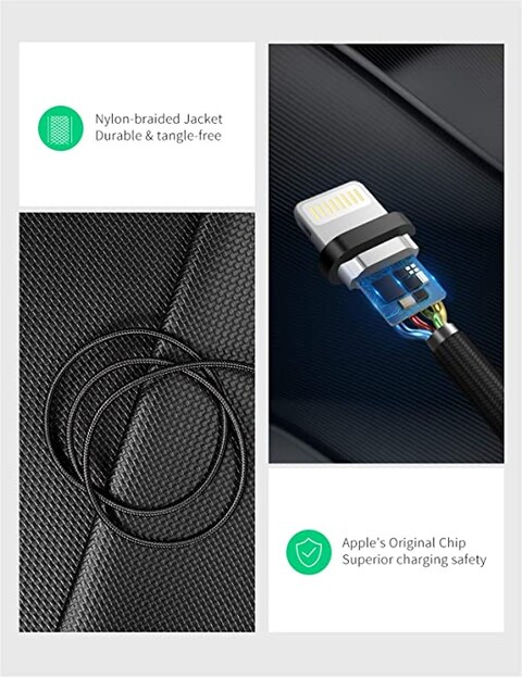 UGREEN USB-A to Lightning MFI Cable Alu Case with Nylon Braided   1m BK