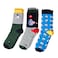 Biggdesign Mens Cotton 3-Pair Pack Patterned Socks,  Ankle High Dress and Casual Socks For Men, Cool Crew Socks, Animal Themed Colorful Bulk Socks