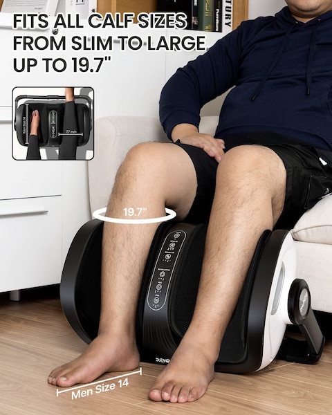 Renpho Foot Massager Machine, Shiatsu Foot And Calf Massager With Heat And Remote, Deep Kneading And Rolling Calf And Leg Massage With Handle, Fits Up To Us Men Feet Size 14, For Home And Office