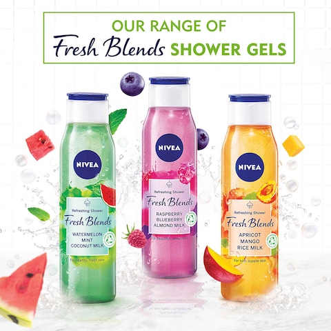 NIVEA Shower Gel Body Wash Fresh Blends Apricot and Mango and Rice Milk 300ml