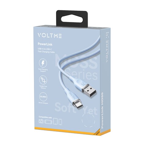 VOLTME Powerlink 60W PD 3A Type C Cable Liquid Silicon Charging Cable with Fast 480Mbps Data Transfer Cable Compatible with iPhone 15 Pro Max, MacBook iPad Samsung S24 Ultra Huawei etc 1M &ndash; Blue