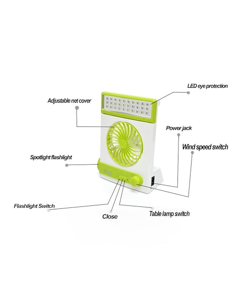 Portable 3 in 1 Multifunctional Solar Powered Mini Fan With LED Table Flashlight For Home Office Camping