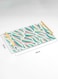 Lowha Decorative Acrylic Serving Tray With Gold Metal Handles And Colorful Pattern Design 20x30 cm