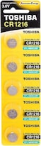 Toshiba CR1216 3V Lithium Coin Cell Battery Pack of 5 batteries Expiry date Nov.2024
