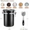 Doreen Coffee Canister  Airtight Stainless Steel Kitchen Food Storage Container with Date Tracker and Scoop for Beans, Grounds, Tea, Flour, Cereal, Sugar, 22OZ, Black(GC3004A)