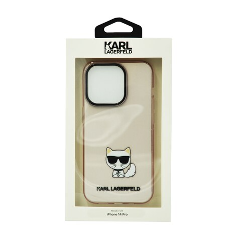 Karl Lagerfeld Iml Transparent Choupette Body Hard Case For Iphone 14 Pro Pink
