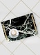 Lowha Decorative Acrylic Serving Tray With Gold Metal Handles And Marble Art Design 20x30 cm