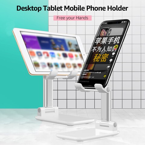 Generic-Desktop Tablet Mobile Phone Holder Stand Angle Height Adjustable Foldable Cell Phone Stand Compatible with All Mobile Phone/Tablet