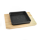 Vague Cast Iron Square Sizzling with Base 14 cm ,Black,Brown