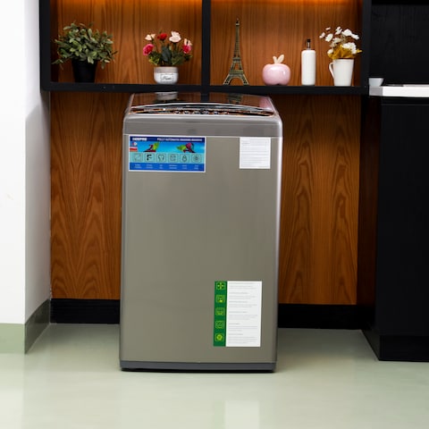 Geepas 7kg 800rpm Fully Automatic Top Load Washing Machine Grey GFWM7800LCQ, 1 Year warranty