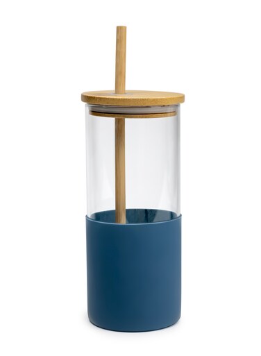Cuisine Art Moda Glass Bottle - 350ml Glass Tumbler Glass Water Bottle Straw Silicone Protective Sleeve Bamboo Lid - BPA Free