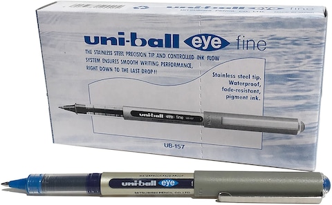 Generic Uni-Ball Ub-157 Eye Fine Rollerball Pens, Blue Uni Super Ink.7mm Nib, Box Of 12