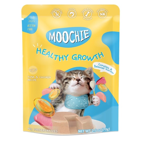 Moochie Cat Food  Tuna and Chicken recipe for Kitten - Healthy Growth Pouch 12 x 70g