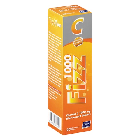 Cipla Fizz 1000mg Effervescent Vitamin C Orange Tablets 20 Pieces