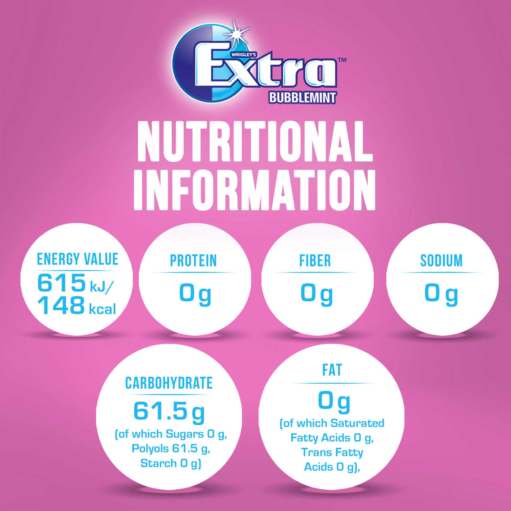 Extra Gum Bubblemint Flavor Sugar Free 14 Gram product thumbnail 3