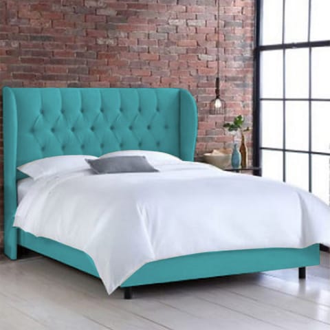 إن هاوس روما هيكل سرير منجد بالمخمل - نفرين - 200×180 سم - تركواز