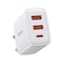 Baseus 30W USB C PD Fast Charger 1 Port Type-C and Dual Port QC3.0 Quick Wall Adapter EU Plug White