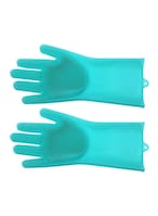 Buy Generic 2-Piece Reusable Waterproof Dishwashing Gloves Blue 15X10X6Centimeter in UAE