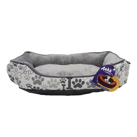 Aahh&hellip; Squarey L46 X w36 X h42Cms Flannel Grey Paw &amp; Bones